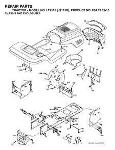 Chassis Enclosures Diagram and Parts List for LT2115 (954130210)(2004-06) Jonsered Lawn Tractor