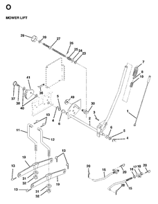 Mower Lift / Deck Lift Diagram and Parts List for LTH18 1998-02 Jonsered Lawn Tractor