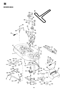 Mower Deck / Cutting Deck Diagram and Parts List for LT15 (954130003)(1997-04) Jonsered Lawn Tractor