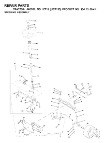 Steering Diagram and Parts List for ICT15 (954130041)(2001-01) Jonsered Lawn Tractor