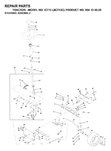 Steering Diagram and Parts List for ICT13 (954130039)(2000-04) Jonsered Lawn Tractor