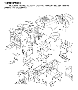 Chassis Enclosures Diagram and Parts List for ICT14 (954130079)(2002-06) Jonsered Lawn Tractor