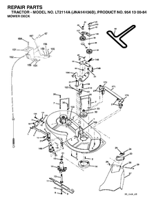 Mower Deck / Cutting Deck Diagram and Parts List for LT2114A (954130084)(2003-05) Jonsered Lawn Tractor