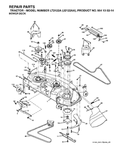 Mower Deck / Cutting Deck Diagram and Parts List for LT2122A (954130214)(2004-01) Jonsered Lawn Tractor