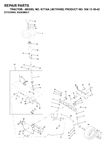 Steering Diagram and Parts List for ICT16A (954130042-D)(2000-04) Jonsered Lawn Tractor