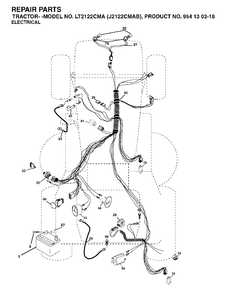 Electrical Diagram and Parts List for LT2122CMA (954130218)(2004-06) Jonsered Lawn Tractor