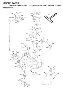 Mower Deck / Cutting Deck Diagram and Parts List for LT13 (954130045)(2001-09) Jonsered Lawn Tractor
