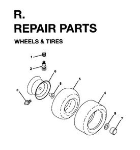 Wheels Tires Diagram and Parts List for LR12 (954003411)(1996-01) Jonsered Lawn Tractor