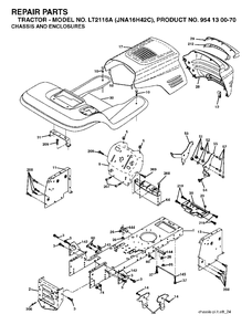 Chassis Enclosures Diagram and Parts List for LT2116A (954130070)(2003-05) Jonsered Lawn Tractor
