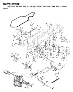 Drive Diagram and Parts List for ICT18A (954130043-C)(2001-02) Jonsered Lawn Tractor