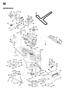 Mower Deck / Cutting Deck Diagram and Parts List for LTH13 1998-01 Jonsered Lawn Tractor