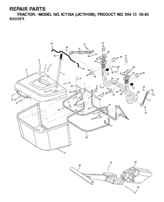 Bagger Diagram and Parts List for ICT18A (954130043-B)(2001-02) Jonsered Lawn Tractor
