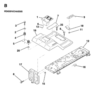 Chassis Enclosures Diagram and Parts List for LRH13 1997-04 Jonsered Lawn Tractor