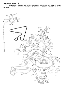 Mower Deck / Cutting Deck Diagram and Parts List for ICT15 (954130041)(2000-02) Jonsered Lawn Tractor