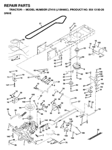 Drive Diagram and Parts List for LTH18 (954130026)(1998-12) Jonsered Lawn Tractor