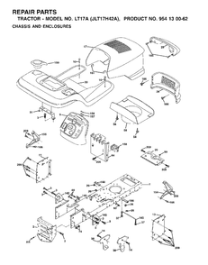 Chassis Enclosures Diagram and Parts List for LT17A (954130062)(2002-06) Jonsered Lawn Tractor