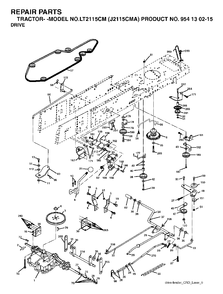 Drive Diagram and Parts List for LT2115CM (954130215)(2004-01) Jonsered Lawn Tractor