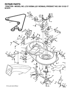 Mower Deck / Cutting Deck Diagram and Parts List for LT2118CMA (954130217)(2004-01) Jonsered Lawn Tractor