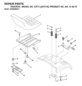 Seat Diagram and Parts List for ICT14 (954130079)(2002-06) Jonsered Lawn Tractor