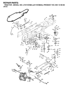 Drive Diagram and Parts List for LT2114CMA (954130092-A)(2003-01) Jonsered Lawn Tractor