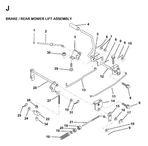 Brake / Rear Mower Lift Diagram and Parts List for LR13 (954130013)(1998-01) Jonsered Lawn Tractor