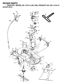 Mower Deck / Cutting Deck Diagram and Parts List for LT2115 (954130210)(2004-06) Jonsered Lawn Tractor