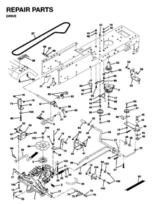 Drive Diagram and Parts List for YTH16 1995-01 Jonsered Lawn Tractor