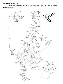 Mower Deck / Cutting Deck Diagram and Parts List for LT12 (954130044)(2001-02) Jonsered Lawn Tractor