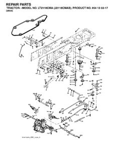 Drive Diagram and Parts List for LT2118CMA (954130217-B)(2004-06) Jonsered Lawn Tractor