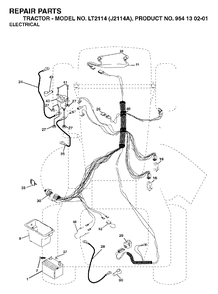 Electrical Diagram and Parts List for LT2114 (954130201)(2003-01) Jonsered Lawn Tractor