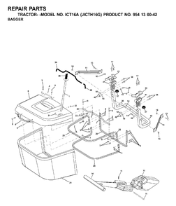 Bagger Diagram and Parts List for ICT16A (954130042-G)(2001-02) Jonsered Lawn Tractor