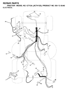 Electrical Diagram and Parts List for ICT13A (954130040-D)(2001-02) Jonsered Lawn Tractor