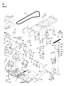 Drive Diagram and Parts List for LT13 (954130001)(1997-04) Jonsered Lawn Tractor
