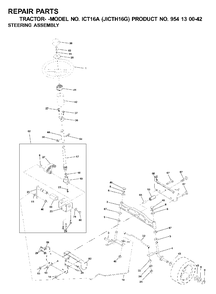 Steering Diagram and Parts List for ICT16A (954130042-G)(2001-02) Jonsered Lawn Tractor