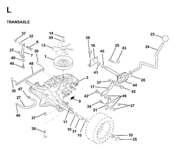 Transmission Diagram and Parts List for LRH13 1998-01 Jonsered Lawn Tractor
