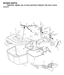 Bagger Diagram and Parts List for ICT16A (954130042-F)(2001-02) Jonsered Lawn Tractor