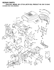 Chassis Enclosures Diagram and Parts List for ICT13A (954130040-D)(2001-02) Jonsered Lawn Tractor