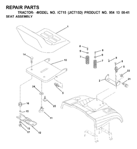 Seat Diagram and Parts List for ICT15 (954130041)(2001-01) Jonsered Lawn Tractor