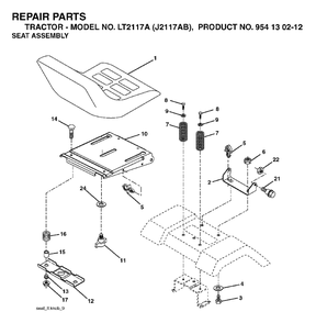 Seat Diagram and Parts List for LT2117A (954130212)(2004-01) Jonsered Lawn Tractor