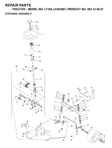 Steering Diagram and Parts List for LT15A (954130037-F)(2000-04) Jonsered Lawn Tractor
