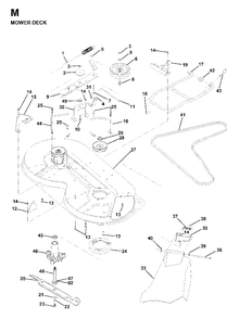 Mower Deck / Cutting Deck Diagram and Parts List for LR11 1998-04 Jonsered Lawn Tractor