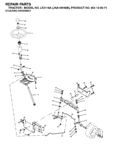 Steering Diagram and Parts List for LT2119A (954130071)(2003-05) Jonsered Lawn Tractor