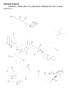Mower Lift / Deck Lift Diagram and Parts List for LT15 (954130036-H)(2001-01) Jonsered Lawn Tractor