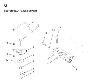 Sector Gear / Axle Support Diagram and Parts List for LR11 (954130002)(1997-04) Jonsered Lawn Tractor