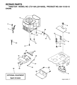 Engine Diagram and Parts List for LT2118A (954130213)(2004-06) Jonsered Lawn Tractor