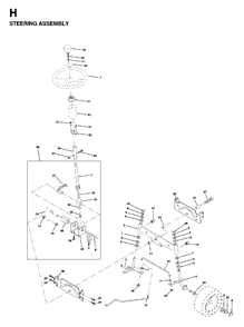 Steering Diagram and Parts List for LTH18 1998-04 Jonsered Lawn Tractor