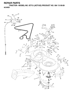 Mower Deck / Cutting Deck Diagram and Parts List for ICT13 (954130039)(2001-09) Jonsered Lawn Tractor