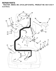 Electrical Diagram and Parts List for LR13A (954130017)(2000-02) Jonsered Lawn Tractor