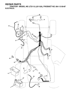 Electrical Diagram and Parts List for LT2112 (954130087)(2003-01) Jonsered Lawn Tractor