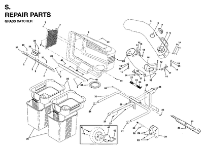 Bagger Diagram and Parts List for LR12 (954003411)(1996-01) Jonsered Lawn Tractor